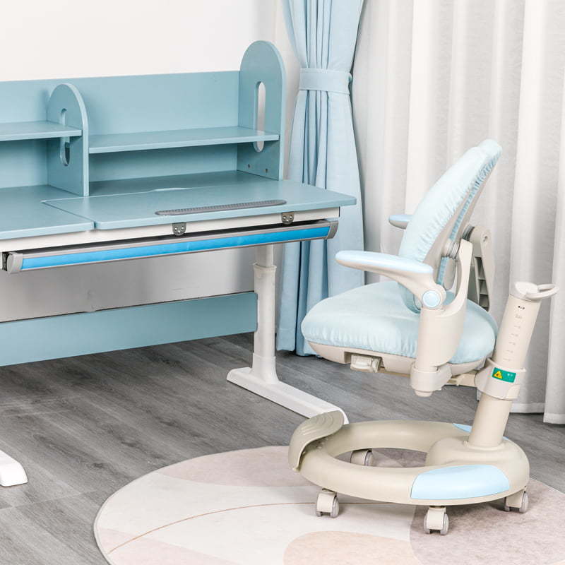 RXC1粉色大容量收纳抽屉可倾斜桌面ABS塑料机械儿童高度可调学习桌椅